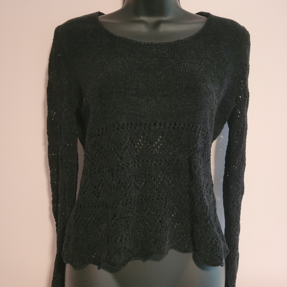 Black crochet style sweater
